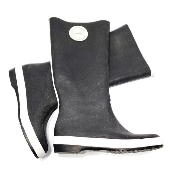 Cole Haan Devyn NikeAir Women's Black & White Tall Knee High Rain Boots Size 9 - Picture 4 of 8